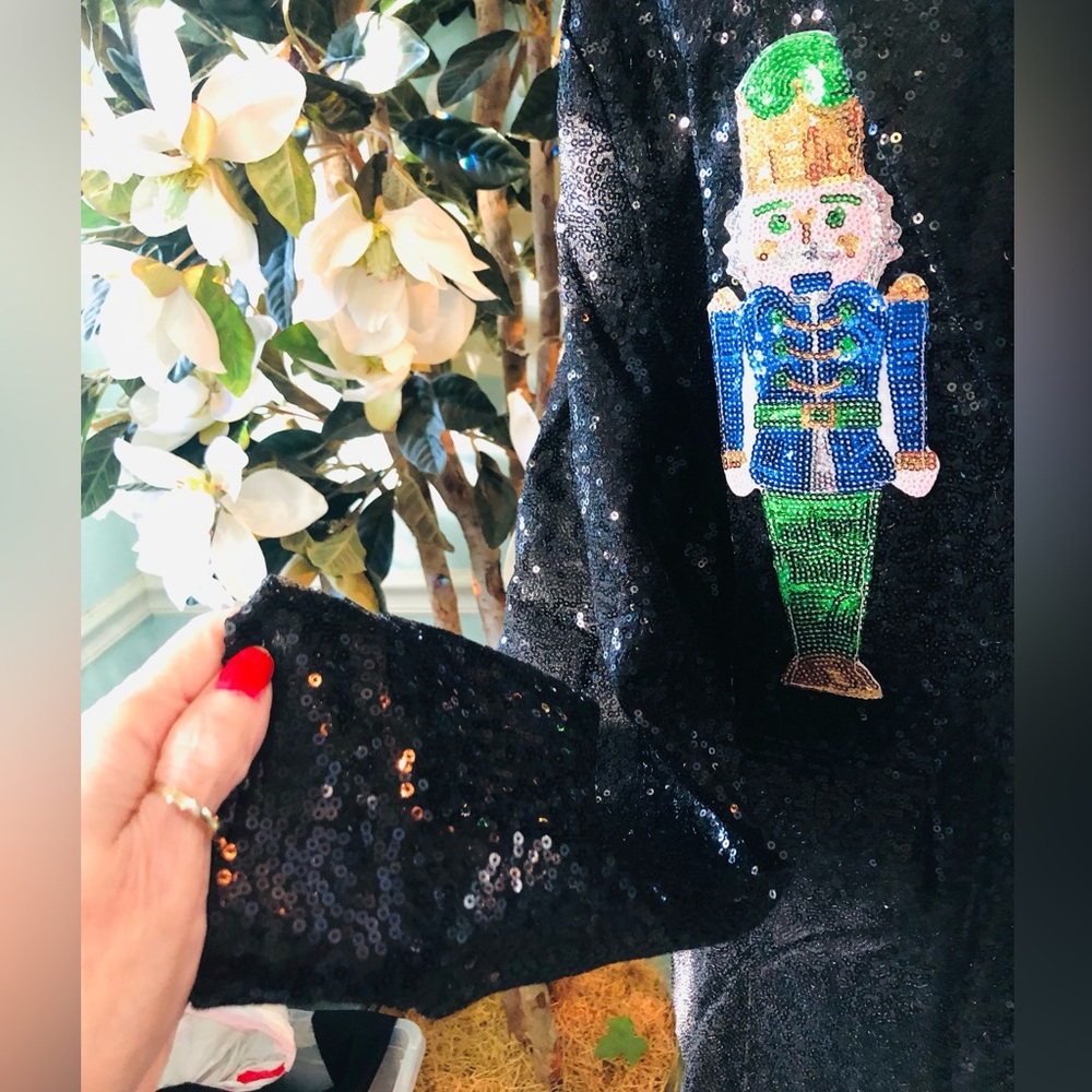 Queen of đź’– Sparkles Festive Sequin Blazer with Nutcracker Motif - Picture 7 of 13